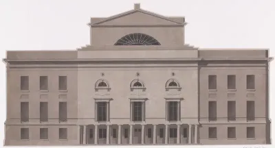 Ontwerp voor een classicistisch gebouw (schouwburg?)