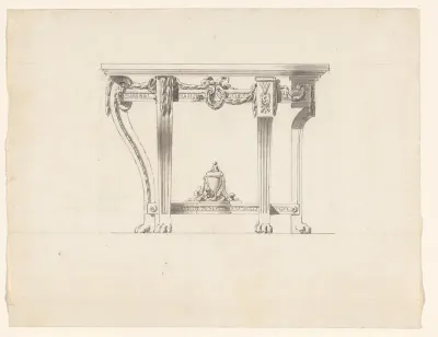Ontwerp voor een consoletafel, met alternatieve oplossingen voor de rechter- en linkerhelft