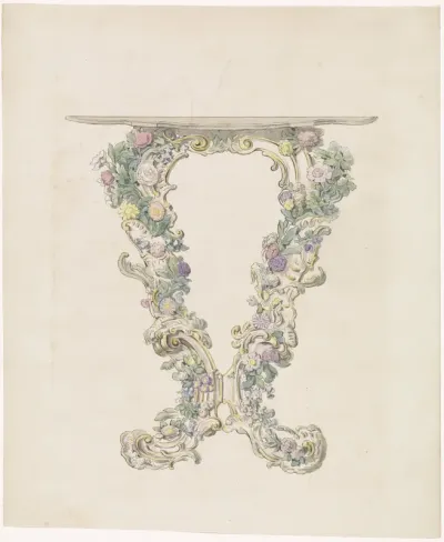 Ontwerp voor een consoletafel van porselein