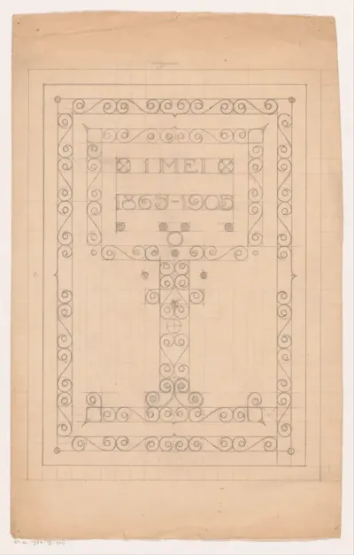Ontwerp voor een datumblad voor het album 1865-1905