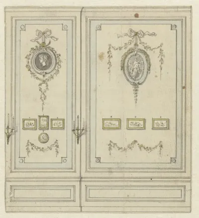 Ontwerp voor een deel van een wand voor de zijkamer van Van Hasselt
