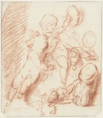 Ontwerp voor een deur- of schoorsteenstuk met drie putti