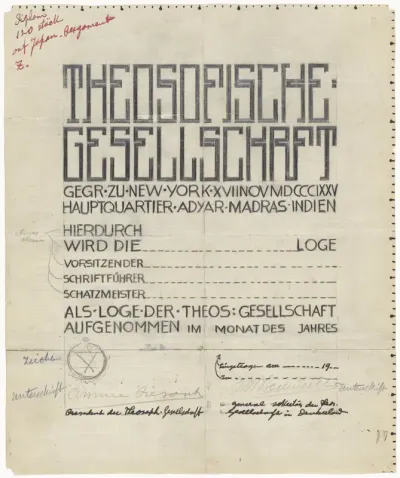 Ontwerp voor een diploma van de Theosofische Gesellschaft