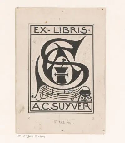 Ontwerp voor een ex libris van A.C. Suyver