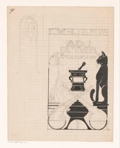 Ontwerp voor een ex libris van A.D.J. Suyver