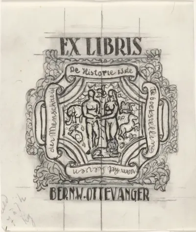 Ontwerp voor een ex libris van Bernard W.M. Ottevanger