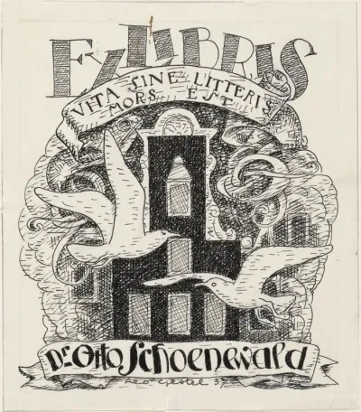 Ontwerp voor een ex libris van Otto Schoenewald