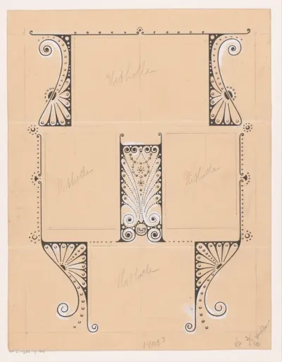 Ontwerp voor een fotobladzijde van maandschrift 'De vrouw en haar huis'