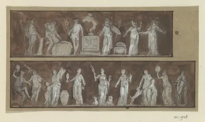 Ontwerp voor een fries met Mercurius en Minerva