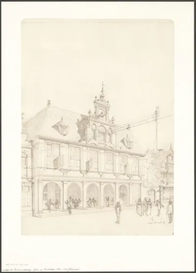 Ontwerp voor een gebouw in Oud Holland, onderdeel van de Wereldtentoonstelling voor het Hotel- en Reiswezen 1895