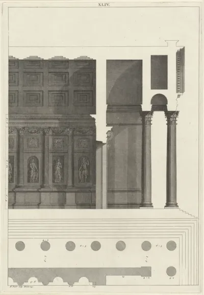 Ontwerp voor een gebouw met zuilengalerij