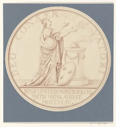 Ontwerp voor een gedenkpenning ter herdenking van het herstel van de Franse koning