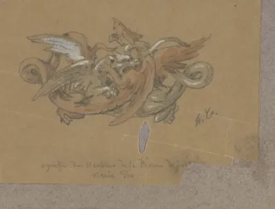 Ontwerp voor een gesp in de vorm van twee vechtende chimaeren