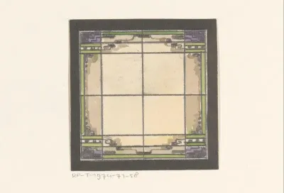Ontwerp voor een glas in loodraam met rechthoekige vormen