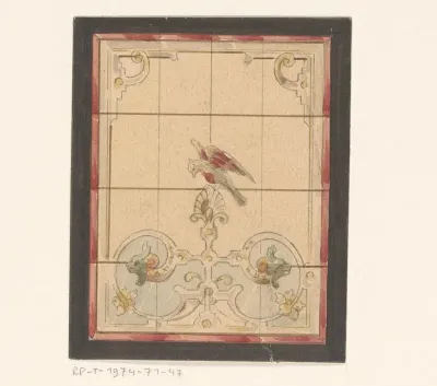 Ontwerp voor een glas in loodraam met twee vogels