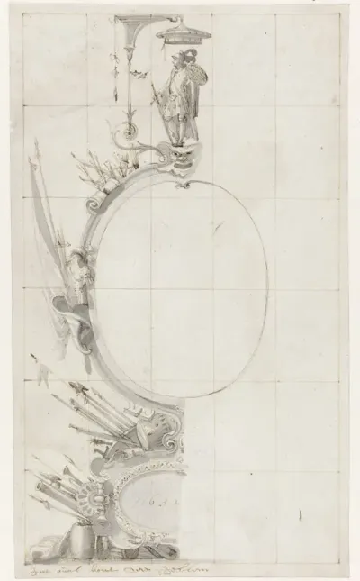 Ontwerp voor een glasraam met een cartouche