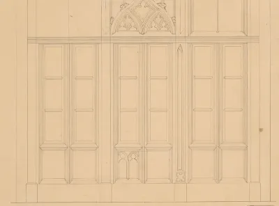 Ontwerp voor een gothisch portaal, met twee zijaanzichten en plattegrond