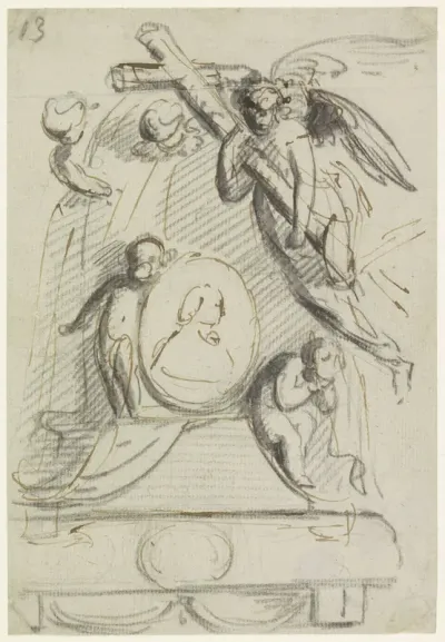 Ontwerp voor een grafmonument voor een abt of bisschop