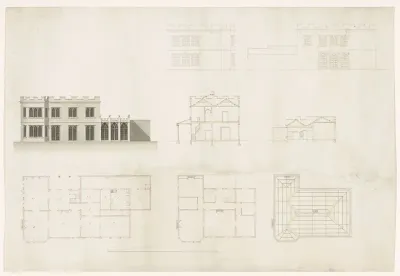 Ontwerp voor een huis in neo-gotische stijl