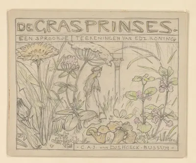 Ontwerp voor een kaft of titelpagina voor het sprookje De Grasprinses