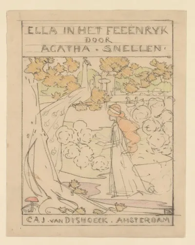 Ontwerp voor een kaft of titelpagina voor het sprookje Ella in het Feeënrijk