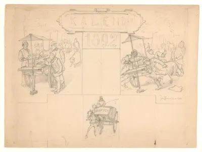 Ontwerp voor een kalenderblad voor het jaar 1892