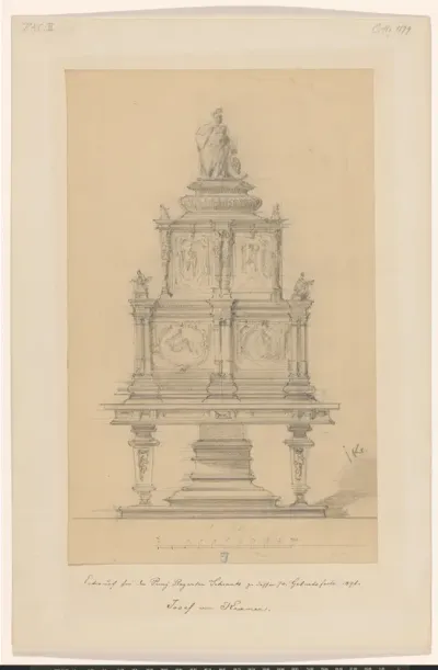 Ontwerp voor een kast voor de 70ste verjaardag van de prins-regent Luitpold van Beieren (1812-1912)