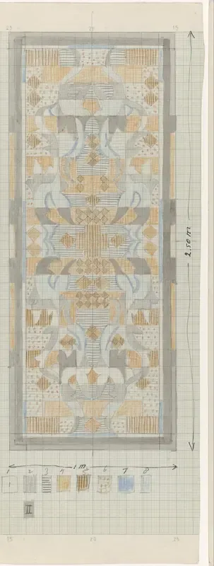 Ontwerp voor een kleed met geometrische motieven