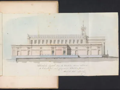 Ontwerp voor een klokkentoren op de Beurs van Zocher te Amsterdam (zijaanzicht), 1848