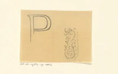 Ontwerp voor een letter 'P' en een ornament