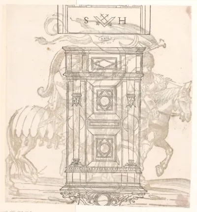 Ontwerp voor een meubel, wellicht een deur of een kast