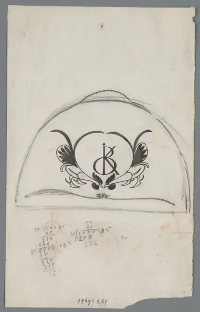 Ontwerp voor een monogram in cartouche