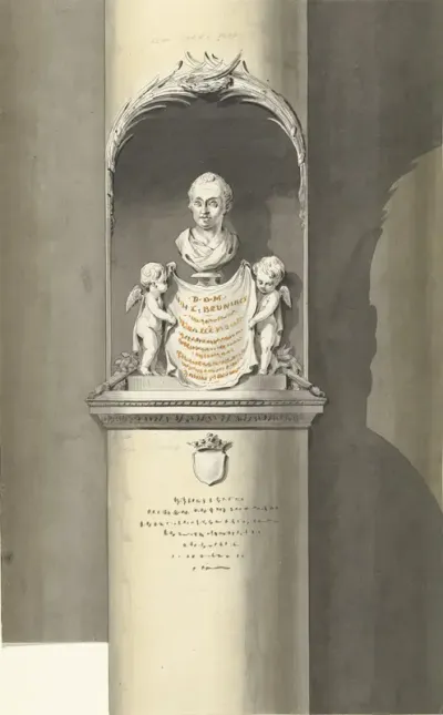 Ontwerp voor een monument voor C. Brunings: een borstbeeld in een nis