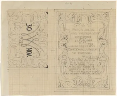 Ontwerp voor een oorkonde voor Pieter Julius van Wijngaarden, 1922