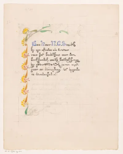 Ontwerp voor een opdrachtblad voor de heer N.C. Smith