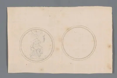 Ontwerp voor een penning met een zittende allegorische vrouwfiguur