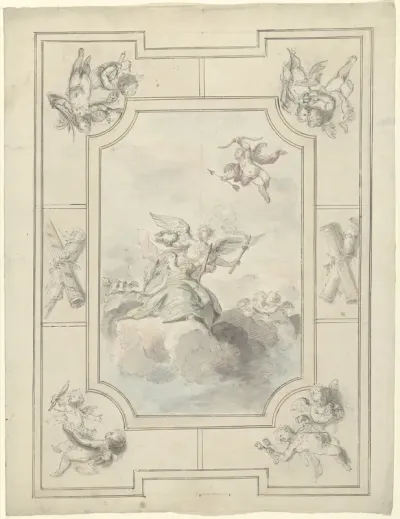 Ontwerp voor een plafondschildering met allegorie op de vrede