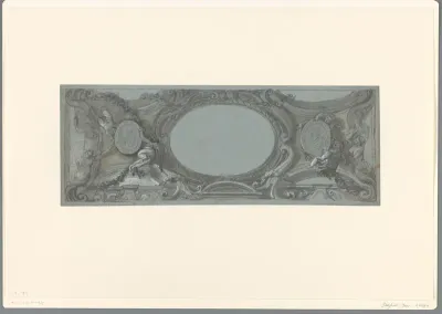 Ontwerp voor een plafondschildering met cartouches en putti