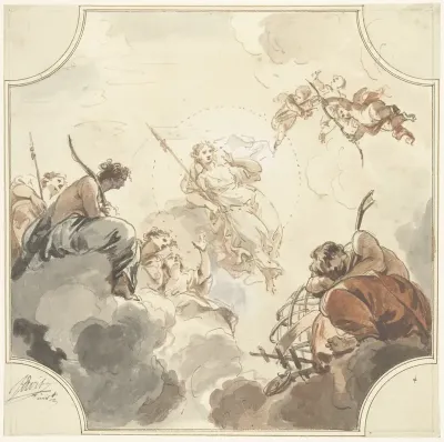 Ontwerp voor een plafondschildering met Diana en Endymion