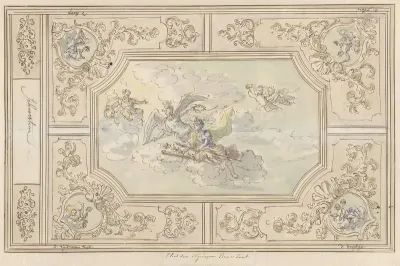 Ontwerp voor een plafondschildering met Eer (?) gekroond door de Tijd