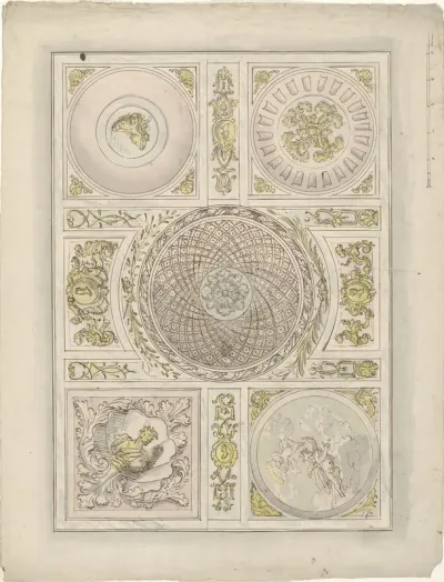 Ontwerp voor een plafondschildering: ornamentale vlakvulling