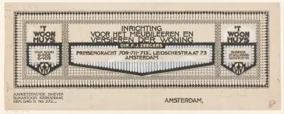 Ontwerp voor een reclame-uiting voor meubelfabriek 't Woonhuys