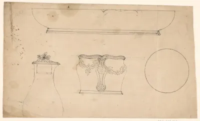 Ontwerp voor een schaal, een koffiepot en een suikerpot (?)