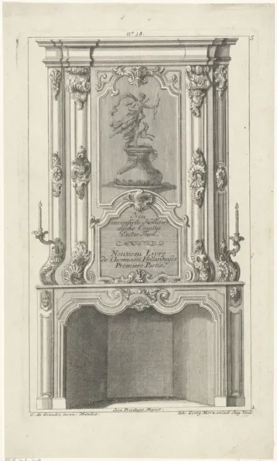 Ontwerp voor een schoorsteen met Diana als godin van de jacht
