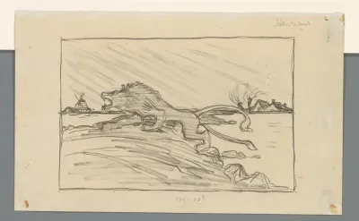 Ontwerp voor een spotprent op de Stormvloed van 1906