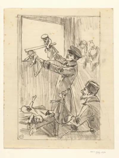 Ontwerp voor een spotprent op tsaar Nicolaas II van Rusland en de Doema