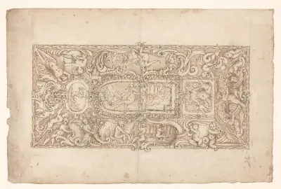Ontwerp voor een stucplafond, met varianten voor alle onderdelen