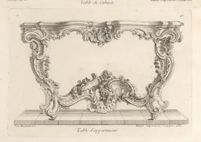 Ontwerp voor een tafel in rococo stijl