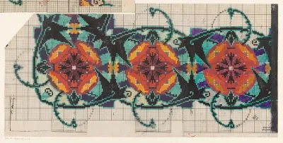 Ontwerp voor een tapijt met floraal patroon