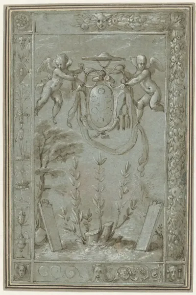 Ontwerp voor een tapisserie met het wapen van kardinaal Ippolito de Medici